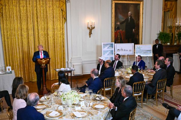 On October 15th, President Trump met with his ballroom donors  in the East Room of the White House.