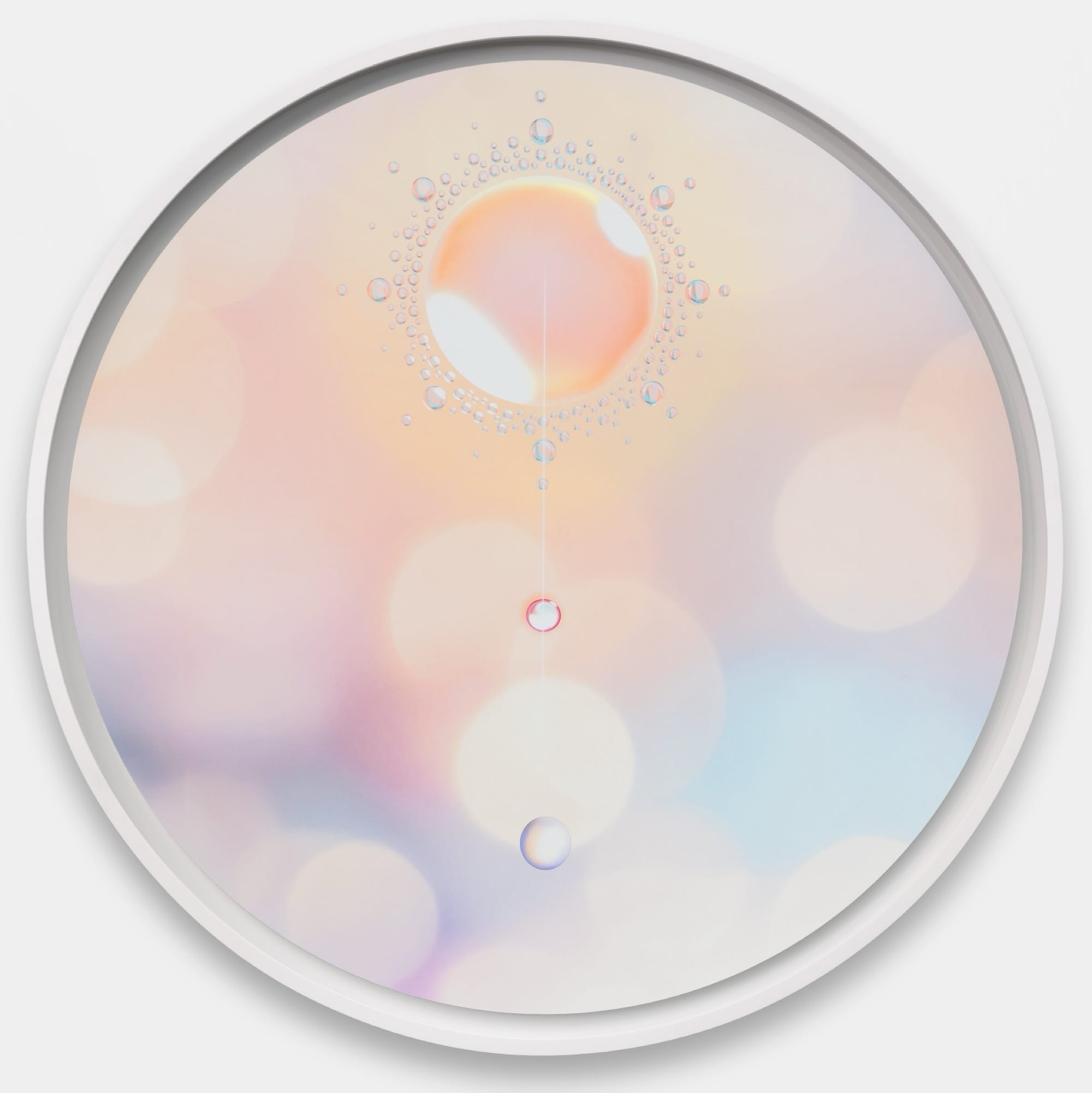 a circular, luminescent, abstract composition in light pastel tones by Mariko Mori