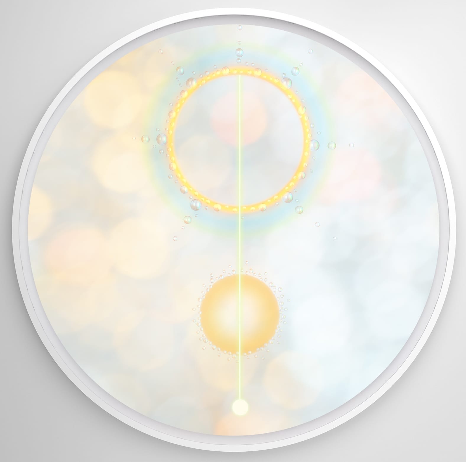 a circular, luminescent, abstract composition in light pastel tones by Mariko Mori